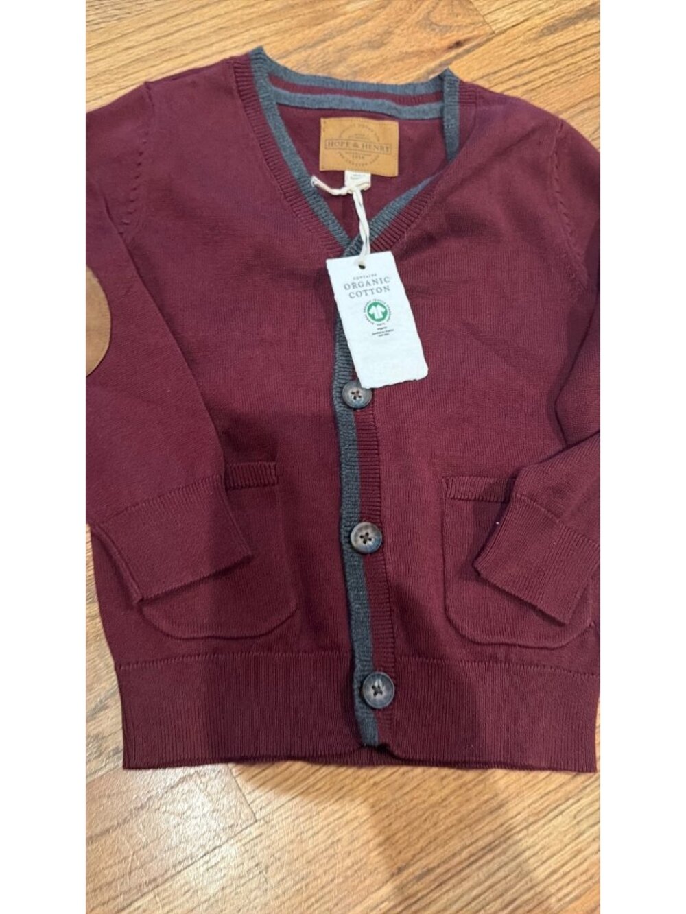 Hope & Henry Boys Preppy Burgundy Red Cardigan Sweater New XXS 4/5